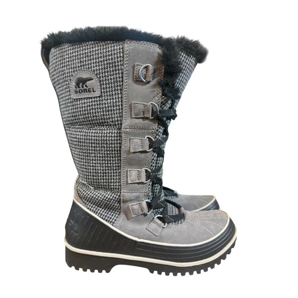 Sorel Women's Gray Black Winter Lace-Up Fur-Trim Snow Boots
